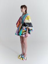 Load image into Gallery viewer, Mini dress with puffed sleeves, lollipop stripes