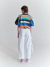 Load image into Gallery viewer, Cropped shirt, hand printed stripes