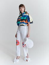 Load image into Gallery viewer, Cropped shirt, hand printed stripes