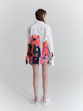 Load image into Gallery viewer, Flower jacket, Off-white with handprinted flowers