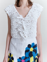 Load image into Gallery viewer, Mini skirt, blue frozen handprinted flowers