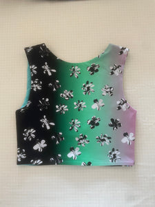 Reversible Crop TOP, gradient and flowers