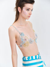 Load image into Gallery viewer, Beaded Flower Lace Bra  - Ice
