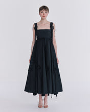 Load image into Gallery viewer, DONNA DRESS with flower embellishment- black
