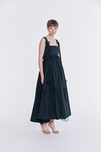 Load image into Gallery viewer, DONNA DRESS with flower embellishment- black
