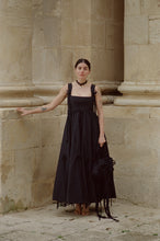 Load image into Gallery viewer, DONNA DRESS with flower embellishment- black
