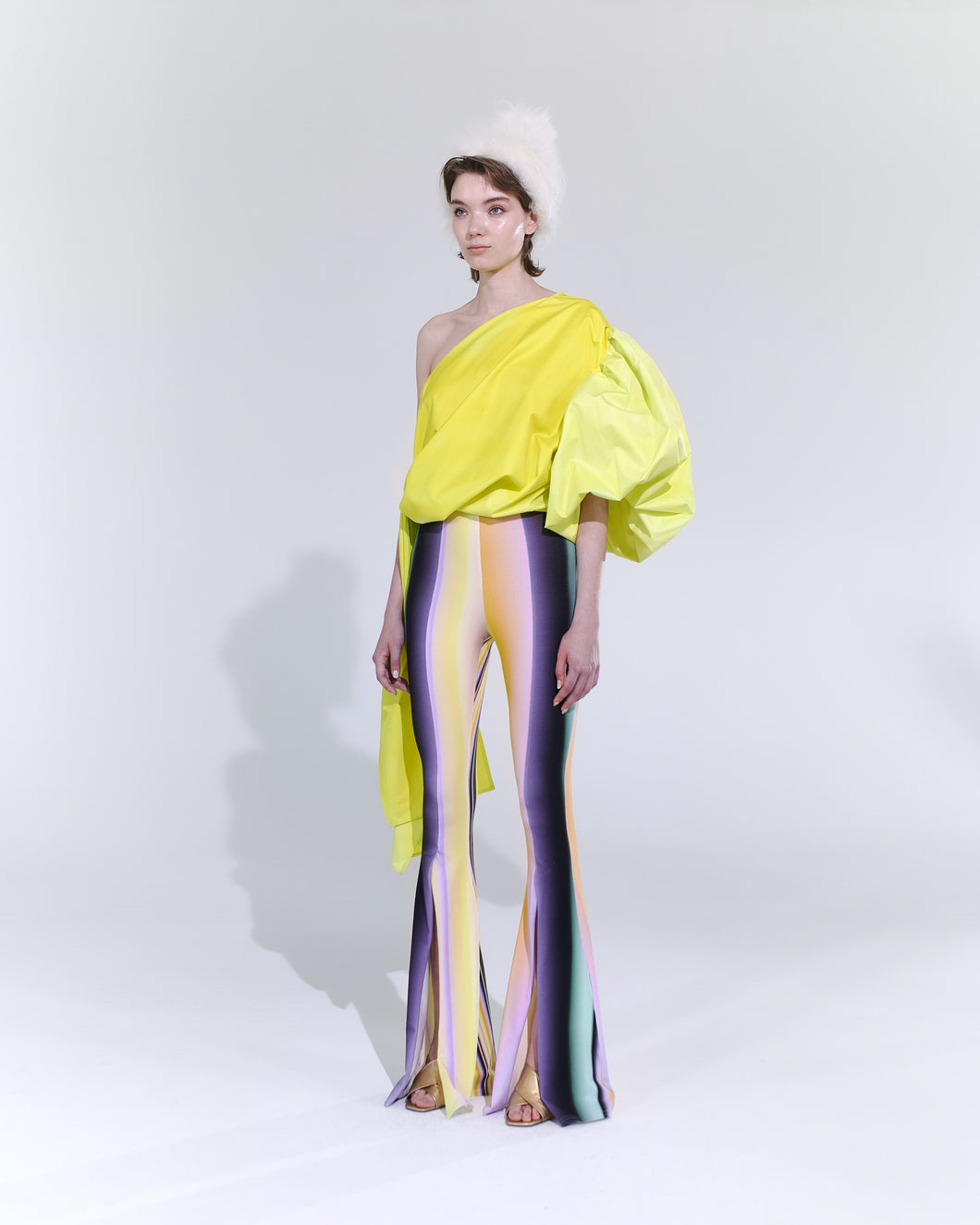 JOY one shoulder top, hand dyed yellow