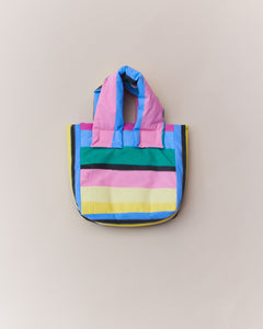 Pillow handbag, Hand printed stripes