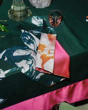 Load image into Gallery viewer, Table cloth set, pine green with roses - sample sale
