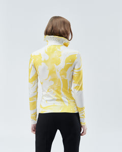 NARCISSUS HIGH-NECK TOP, yellow marble