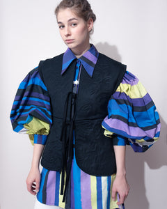 EMBROIDERED VEST with custom made motifs, black