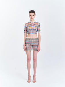 Disco Party Glass-beaded Mini Skirt