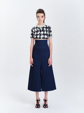 Load image into Gallery viewer, Chess Denim Skirt Long with Hand Embroidered Back Pockets
