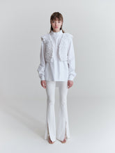 Load image into Gallery viewer, Shirt with ruffled collar, crisp white
