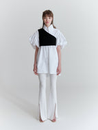 EMA SHIRT with puffed short sleeves, crisp white