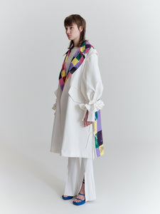 Tailored coat with hand painted lapels, Off-white