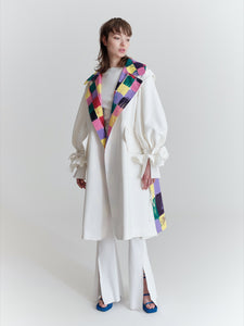 Tailored coat with hand painted lapels, Off-white
