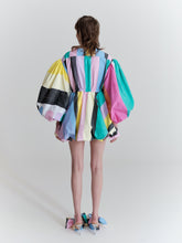 Načíst obrázek do prohlížeče Galerie, Mini dress with puffed sleeves, lollipop stripes
