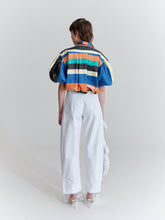Load image into Gallery viewer, Cropped shirt, hand printed stripes
