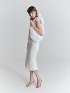 Hand-knitted bag, white -  sample sale