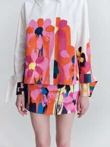 Flower jacket, Off-white with handprinted flowers
