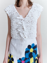 Load image into Gallery viewer, Mini skirt, blue frozen handprinted flowers
