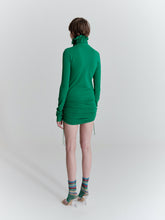 Load image into Gallery viewer, Lizard ruched mini dress, green
